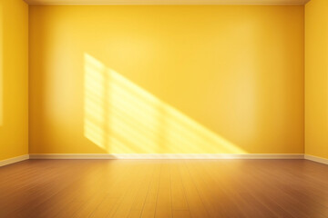 Empty yellow room with wall and window