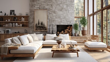 Fototapeta na wymiar minimalist living room home interior design