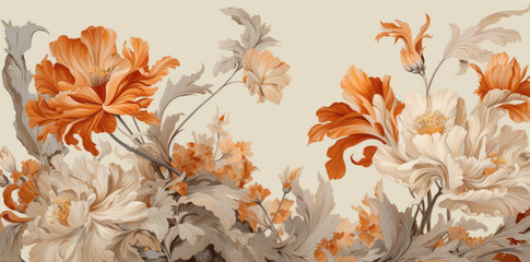 beautiful floral design on a tan background ,generate Ai