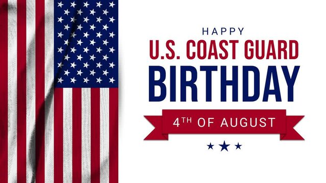 Celebrating U.S. Coast Guard Birthday on 4th of August typography 4k animation