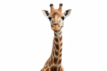Fotobehang Funny giraffe face isolated on white background. High quality photo © Starmarpro