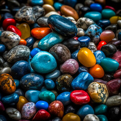 Beautiful sea colorful stones close-up.Generative AI, illustration 