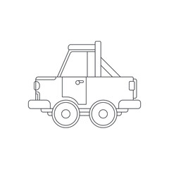Line vector icon with toys car. Engaging and interactive toys that spark creativity and imagination. Designed for kids. Encourage playtime and ignite the joy of discovery with popular children's toys.