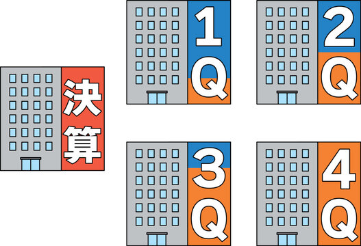 企業決算のイラストセット