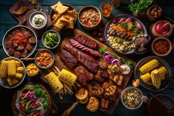 Fototapeta premium Summer barbecue feast. Generative AI technology 