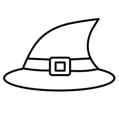 Cute witch hat halloween cartoon outline icon
