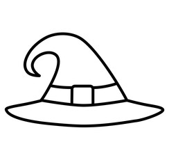 Cute witch hat halloween cartoon outline icon
