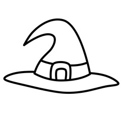 Cute witch hat halloween cartoon outline icon
