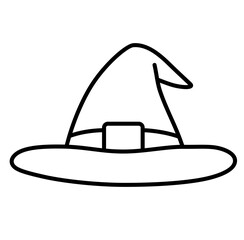 Cute witch hat halloween cartoon outline icon
