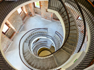 Stairs and Foucault Pendulum suspended within the belfry or Radziejowski Tower. Frombork. Poland