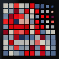 Colorful abstract cubes in a grid formation, with vibrant red tones.