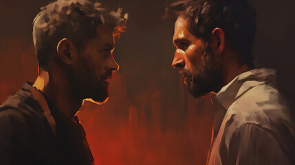 portrait of two men arguing