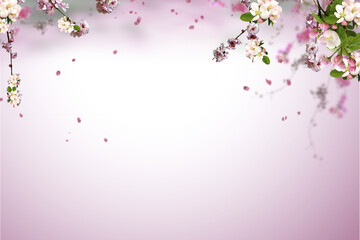 Obraz na płótnie Canvas Sakura spring cherry blossom flowers on a tree branch isolated. Branch overlay. Pink white flower on transparent background.