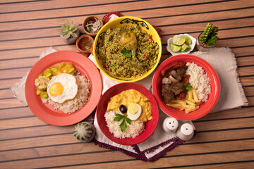 Food buffet peruivan table Assorted dishes gourmet cuisine Peru traditional 