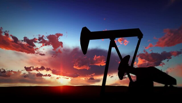 Oil Pump Silhouette Over Sunset background video