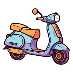 Cute Colorful Scooter 2D Illustration