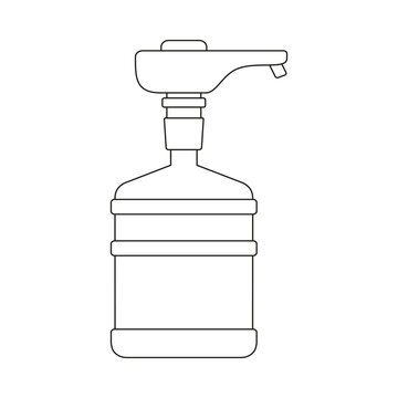Icon of a large bottle for clean water with a hand pump on a white background.