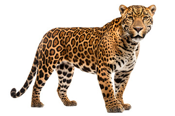 Fototapeta premium jaguar isolated on transparent background ,leopard wildcat clipart ,generative ai