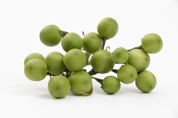 Pea eggplant on white background.