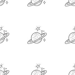 Seamless vector pattern with planet Saturn