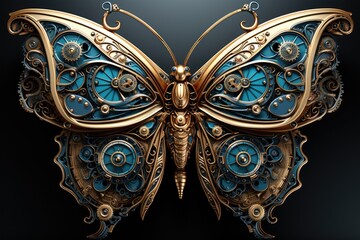 Beautiful metallic butterfly art, Generative AI