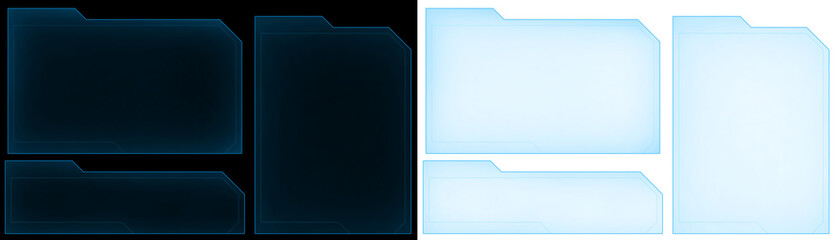 futuristic folder blue glow transparent background
