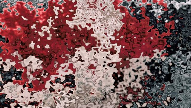 abstract animated twinkling stained background full HD seamless loop video - watercolor splotch liquid effect - color black red white pink grey