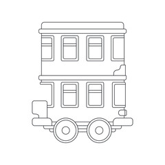 Line vector icon with toy car, vintage bus. Engaging and interactive toys that spark creativity and imagination. Designed for kids. Encourage playtime and ignite the joy of discovery with popular toys