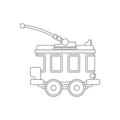 Line vector icon with toys trolleybus. Engaging and interactive toys that spark creativity and imagination. Designed for kids. Encourage playtime and ignite the joy of discovery with popular toys.