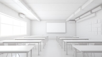 Fototapeta premium Minimal style modern white classroom 3d illustration.