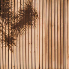 Obraz premium Beige Wooden panel wall with wood grain backdrop for product display Generative ai