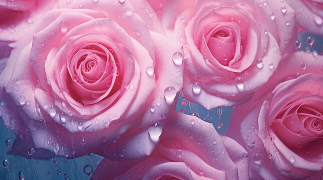 Pink rose blooming wallpaper. Generative AI