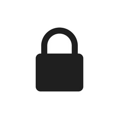 Flat simple black lock padlock icon background