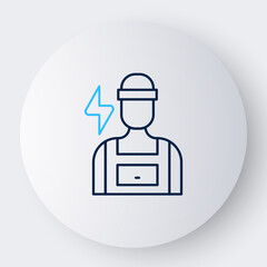 Line Electrician technician engineer icon isolated on white background. Colorful outline concept. Vector