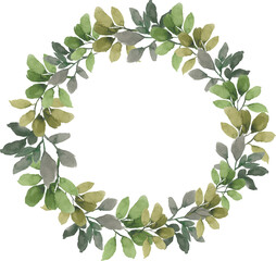 Fototapeta premium Leaf Wreath Watercolor