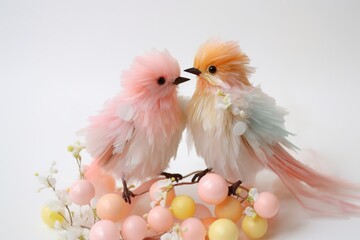 Couple bird made of bubblegum, pastel color, wedding decor