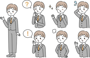 Obraz premium スーツ姿の男性ポーズセット