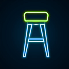 Glowing neon line Chair icon isolated on black background. Colorful outline concept. Vector