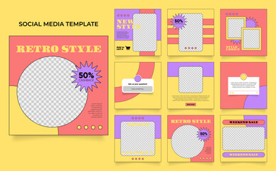 social media template banner fashion sale promotion. fully editable instagram and facebook square post frame puzzle organic sale poster.