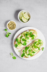 Avocado Toasts, Healthy Snack or Breakfast on Bright Background