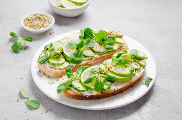 Avocado Toasts, Healthy Snack or Breakfast on Bright Background