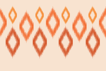 Ethnic Ikat fabric pattern geometric style.African Ikat embroidery Ethnic oriental pattern brown cream background. Abstract,vector,illustration.Texture,clothing,frame,decoration,carpet,motif.