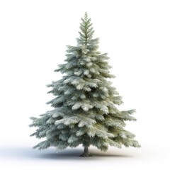 Fototapeta premium Christmas tree covered with snow isolated on white background. Made with Generative AI.