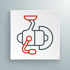 Line Spinning reel for fishing icon isolated on white background. Fishing coil. Fishing tackle. Colorful outline concept. Vector