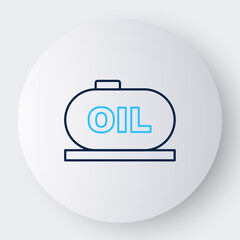 Line Oil tank storage icon isolated on white background. Vessel tank for oil and gas industrial. Oil tank technology station. Colorful outline concept. Vector
