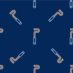 Line Fire poker icon isolated seamless pattern on blue background. Vector