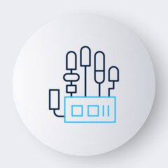 Line Mechanical robot hand icon isolated on white background. Robotic arm symbol. Technological concept. Colorful outline concept. Vector