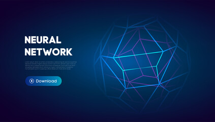 Neural network abstract technology science background. Human brain technology concept design. Mind concept. Cloud network vector illustration.