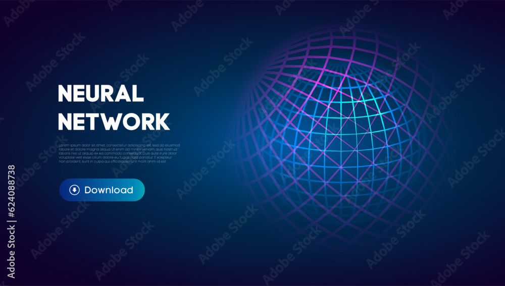 Wall mural neural network abstract technology science background. human brain technology concept design. mind c