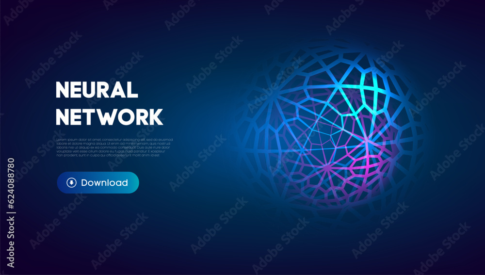 Wall mural neural network abstract technology science background. human brain technology concept design. mind c
